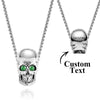 Custom Engraved Name Skull Necklace With Birthstone Eyes Creative Gifts for Halloween