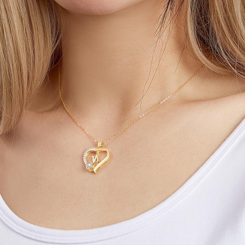Custom Projection Necklace Custom Letter Heart-shaped Design Gifts