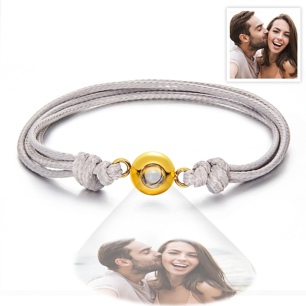 Custom Projection Photo Bracelet Weave Style Colorful Couple Gifts