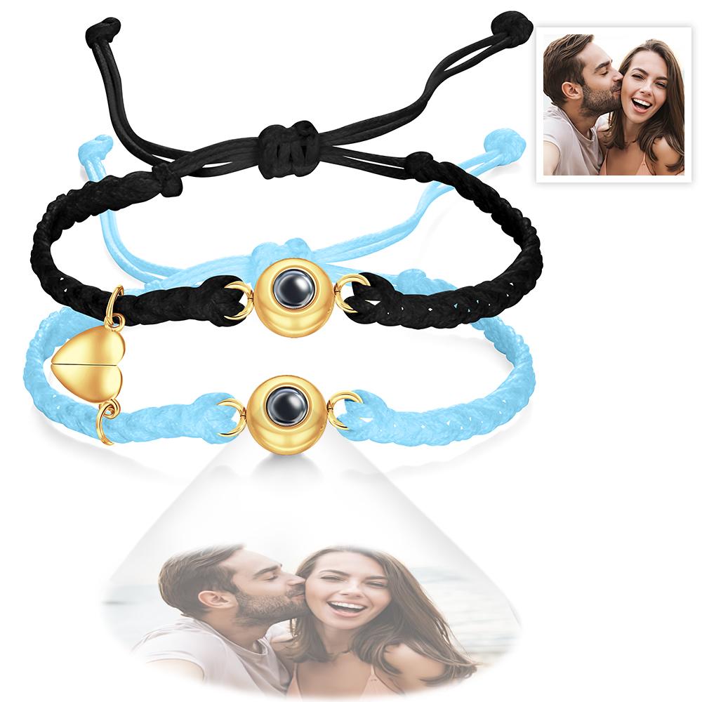 Custom Photo Projection Bracelet Woven Magnetic Bracelet Anniversary Gift