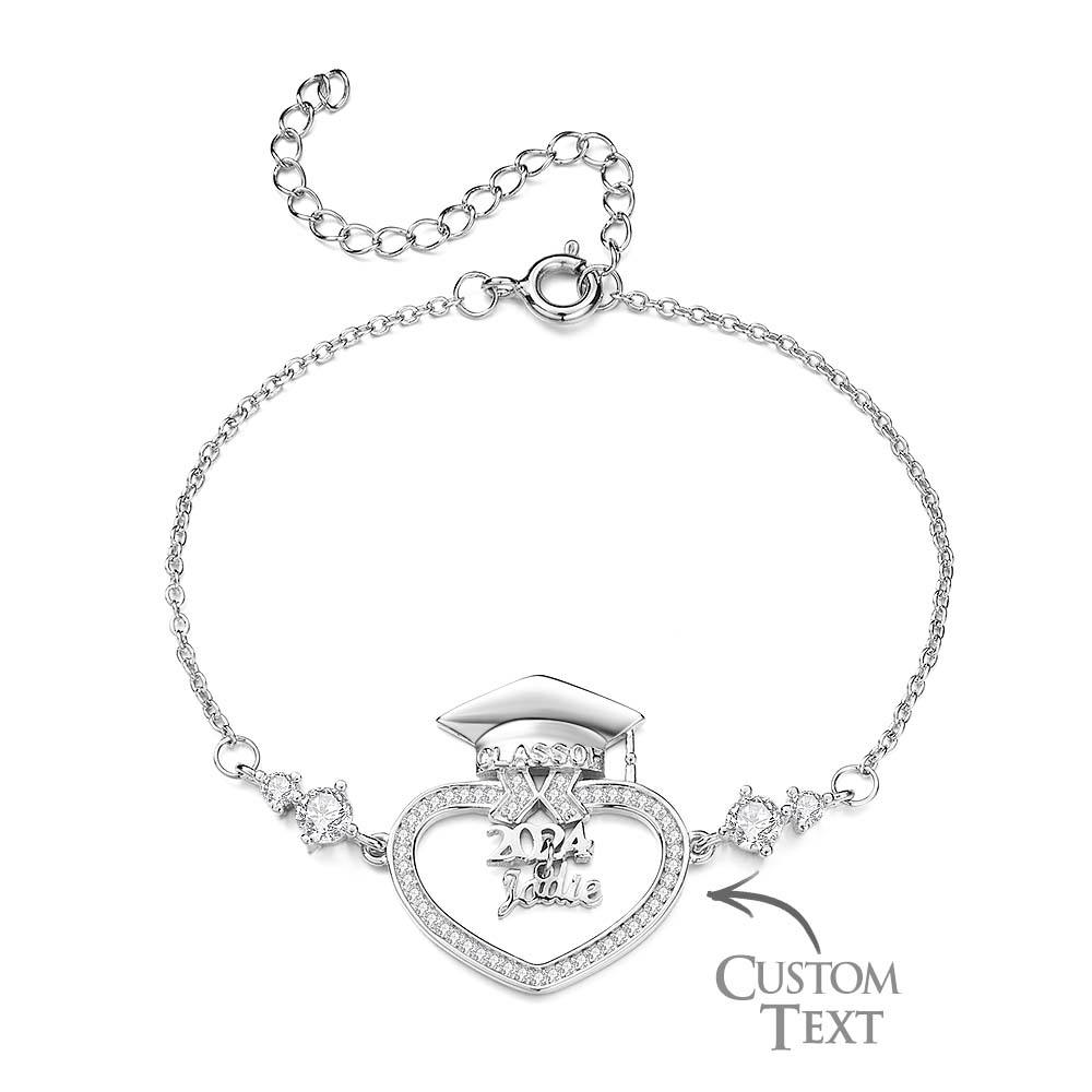 Personalized Graduation Cap Bracelet with Name for Class of 2024 Graduation Gift for Her