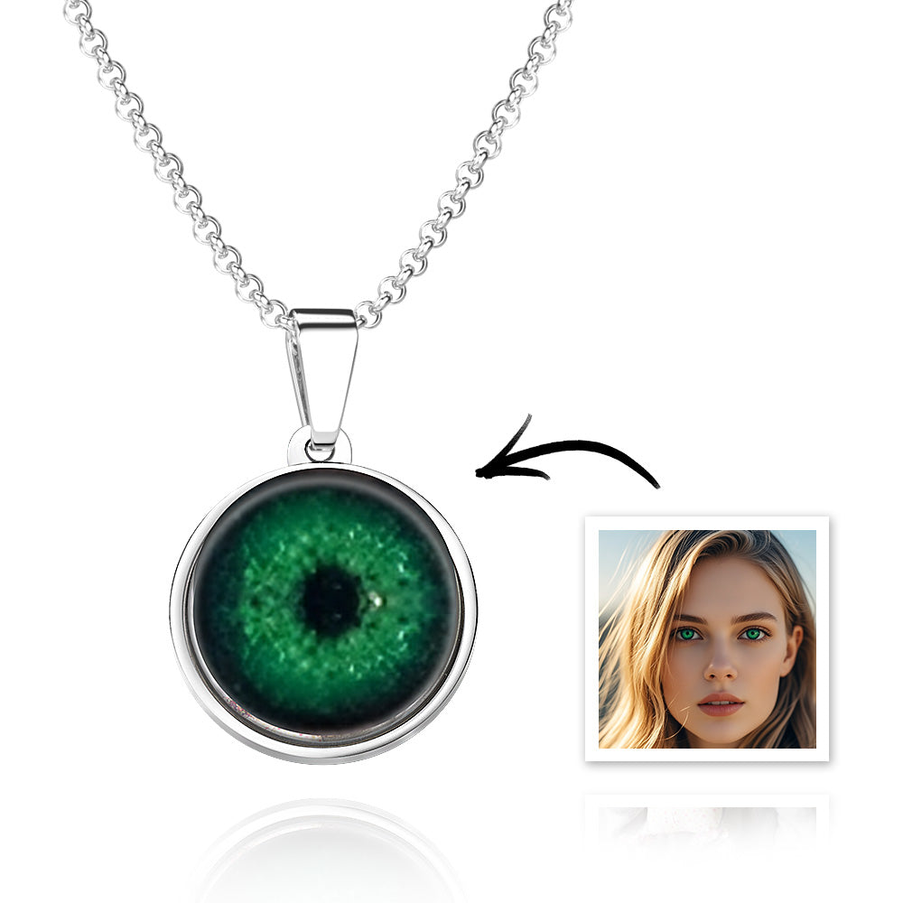 Personalized Eye Photo Necklace – Custom Pupil Pendant Unique Valentine’s Day Gift