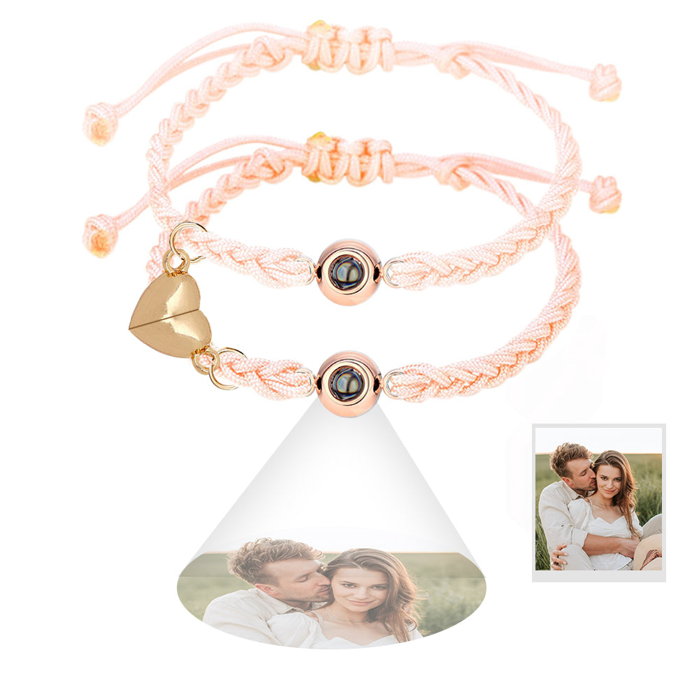 Custom Projection Bracelet Magnetic Heart Couple Bracelets