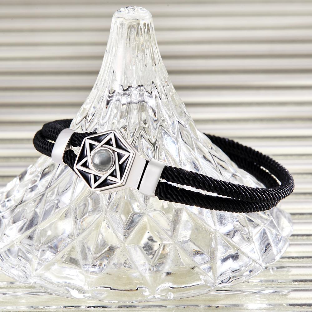 Custom Projection Bracelet Hexagram Couple Braided Bracelet S925 Silver