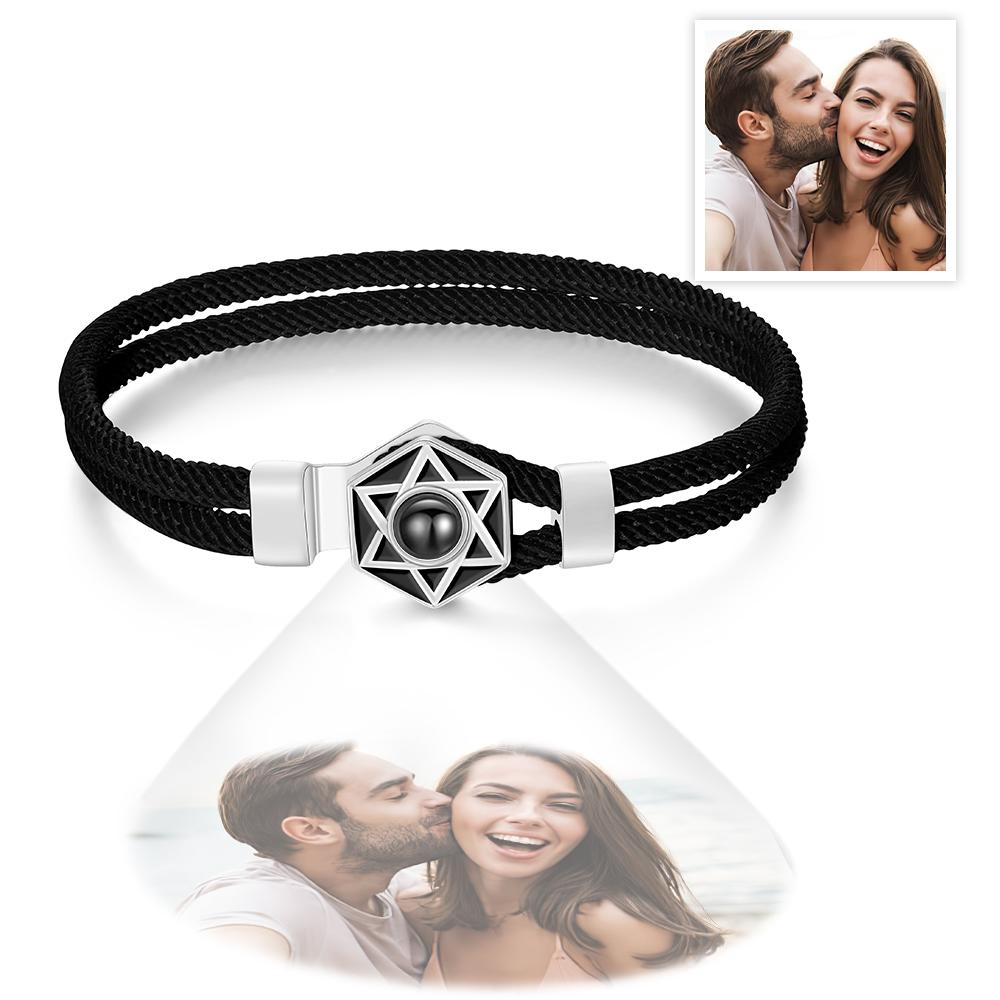 Custom Projection Bracelet Hexagram Couple Braided Bracelet S925 Silver