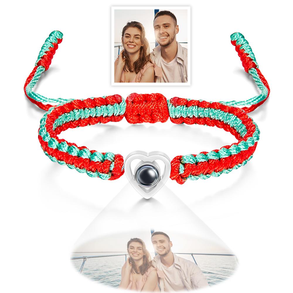 Custom Projection Photo Bracelet Weave Heart-shaped Commemorate Gifts
