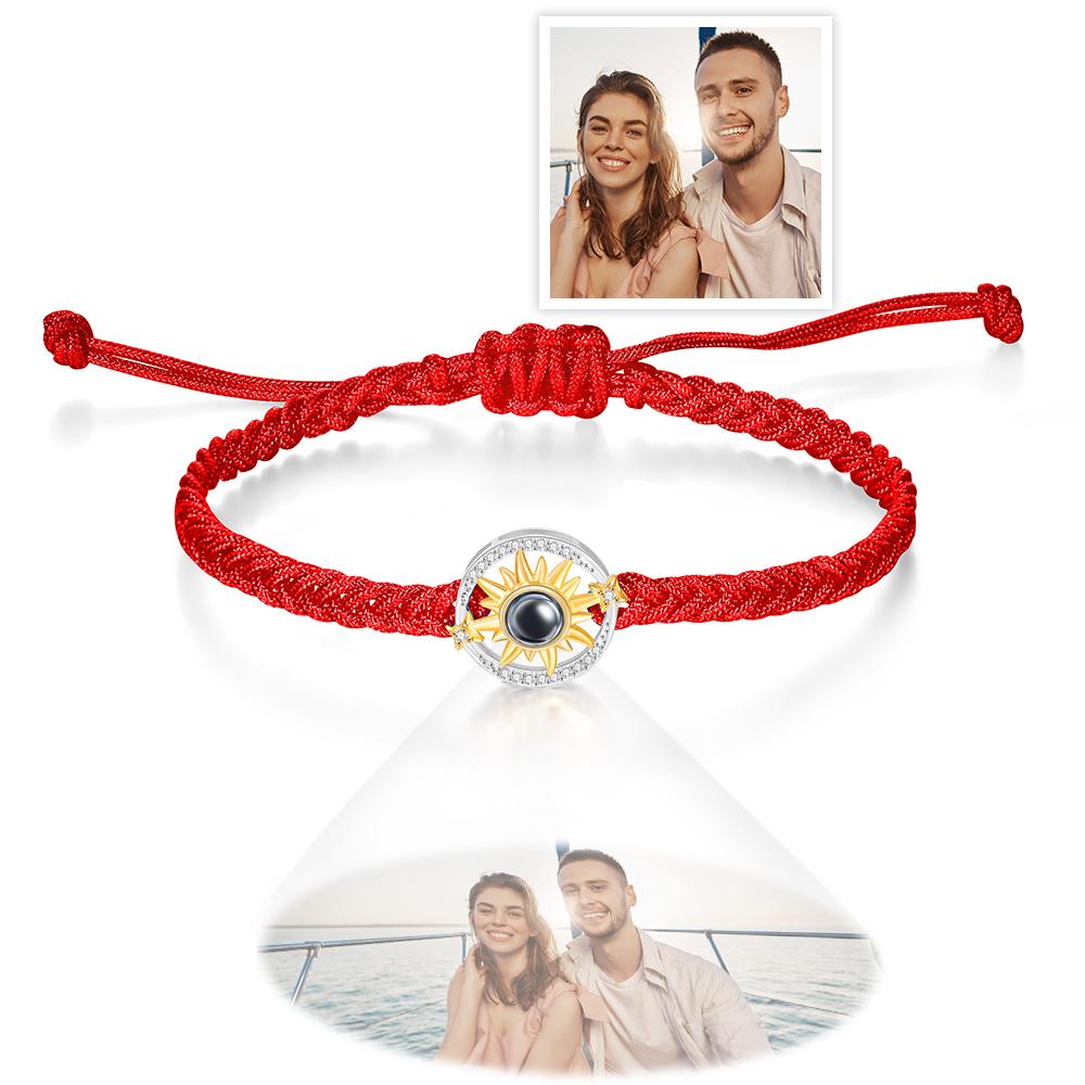Custom Photo Projection Bracelet Sun Flower Fashion Couple Gifts