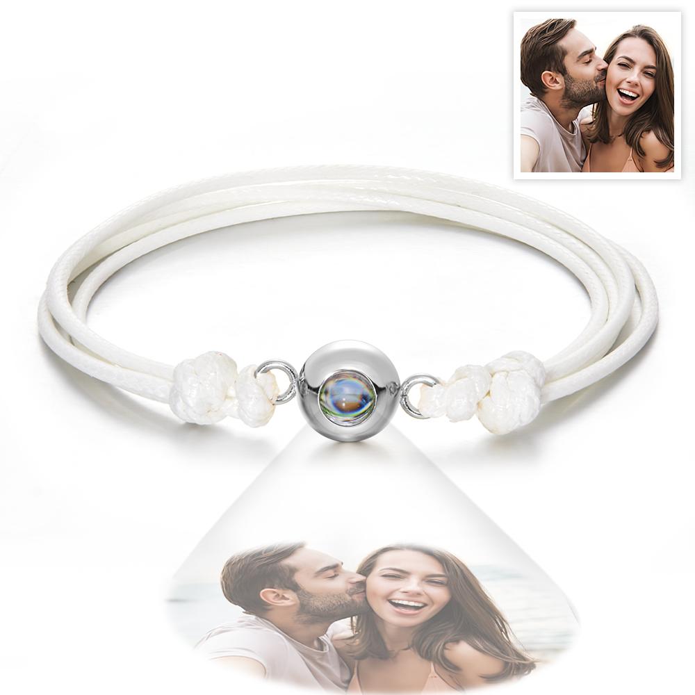 Custom Projection Photo Bracelet Weave Style Colorful Couple Gifts