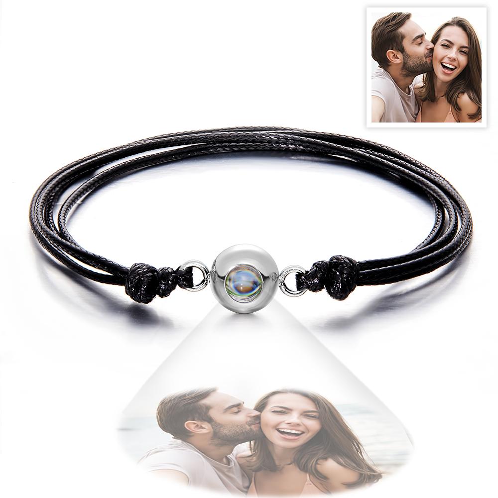 Custom Projection Photo Bracelet Weave Style Colorful Couple Gifts