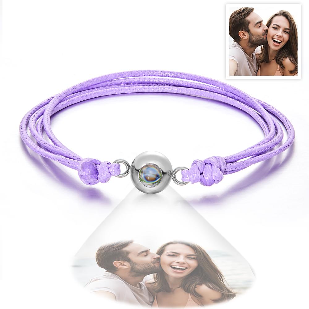 Custom Projection Photo Bracelet Weave Style Colorful Couple Gifts