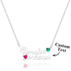 Personalized Double Name Necklace with Birthstones Jewelry Birthday Anniversary Gift for Her