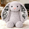Custom Photo Bunny Plush Personalized Hidden Ear Picture Gift for Couples Anniversary Mother's Day Gifts (Production Time: 15 workdays)