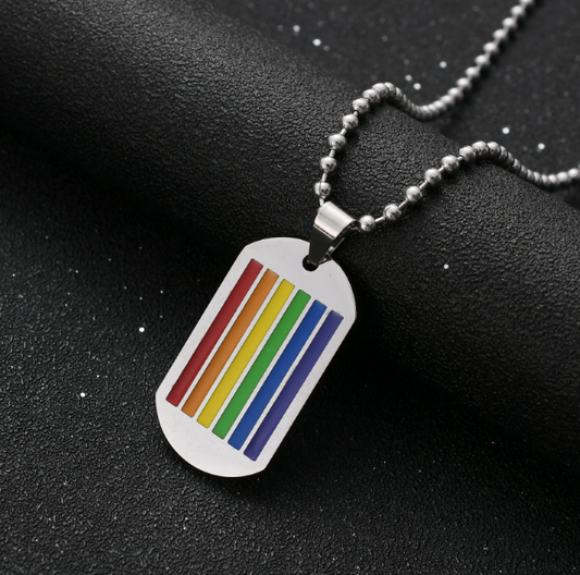 Tęczowy Naszyjnik z Grawerem dla Mężczyzn Prezent na Pride