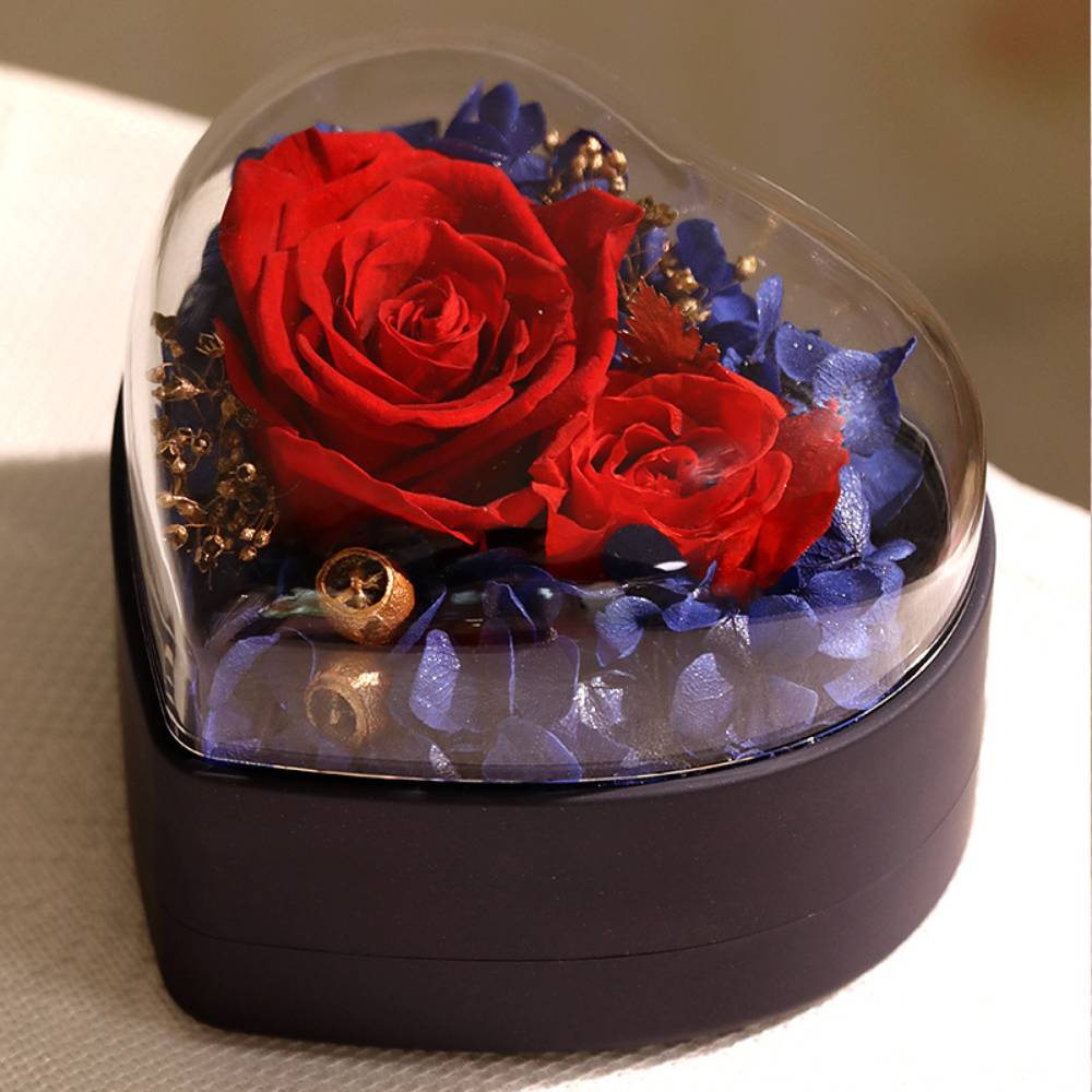 Personalized Rose Jewelry Heart Box With Projection Necklace Valentine's Day Gift