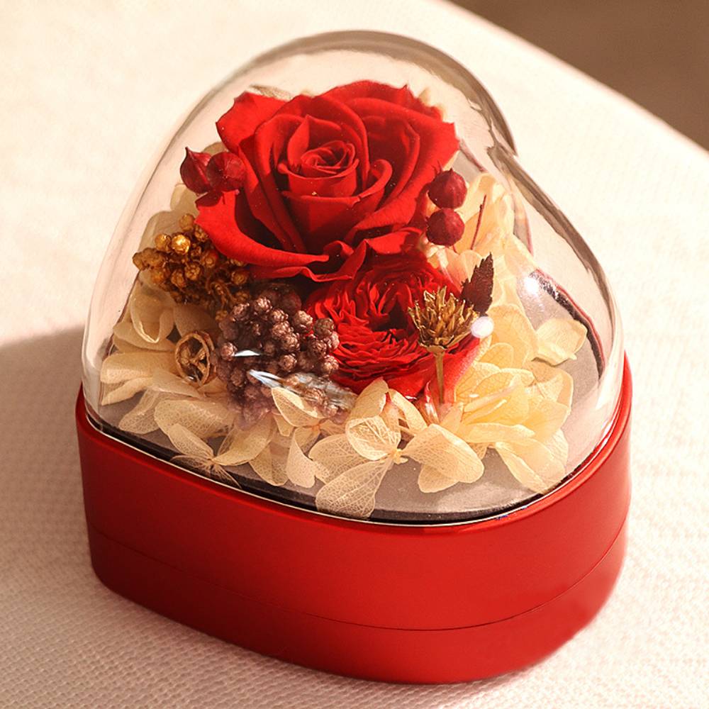 Personalized Rose Jewelry Heart Box With Projection Necklace Valentine's Day Gift
