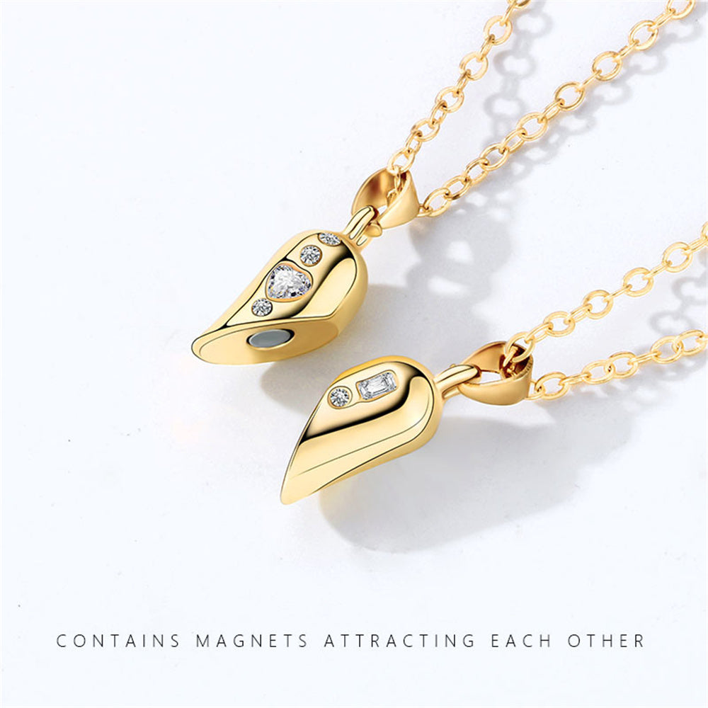 Magnetic Rotating Couples Necklaces Heart Necklace Gifts for Him and Her