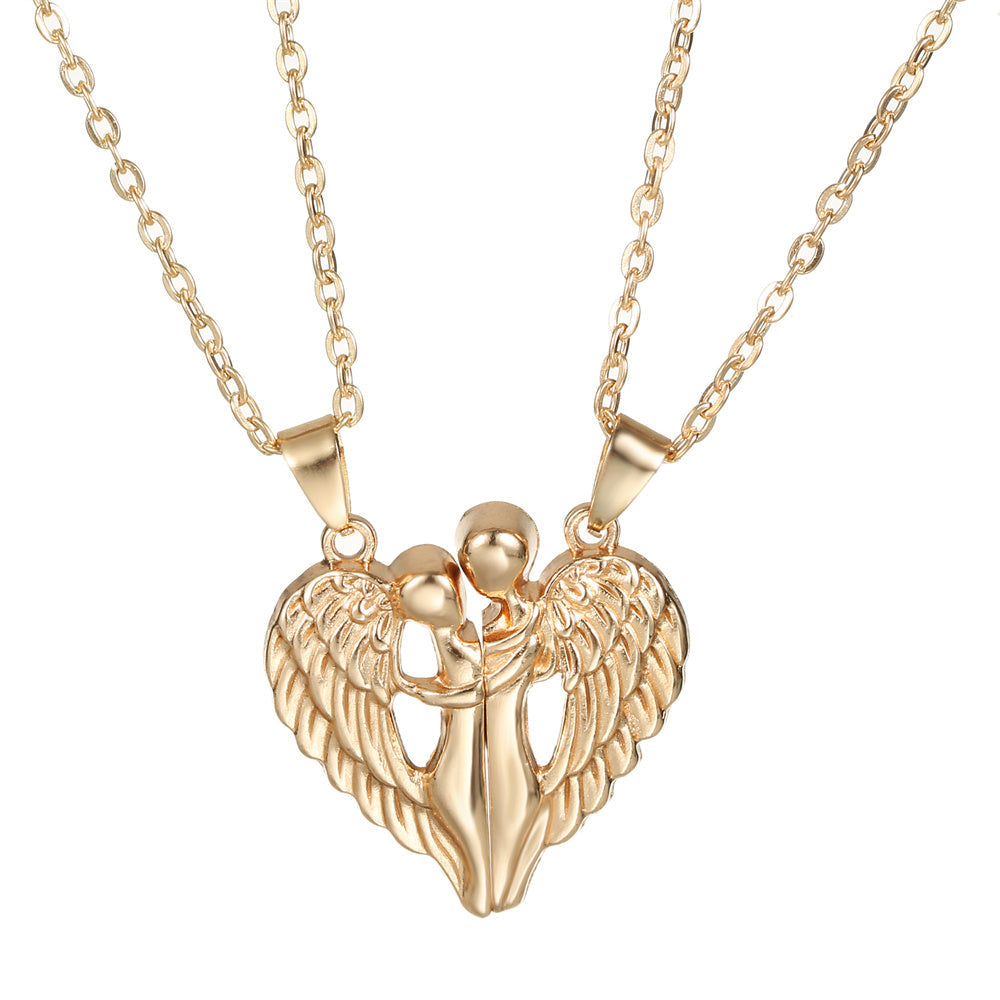 Couple Necklace Magnetic Matching Angel Necklaces for Couples Valentine's Gift for Lover