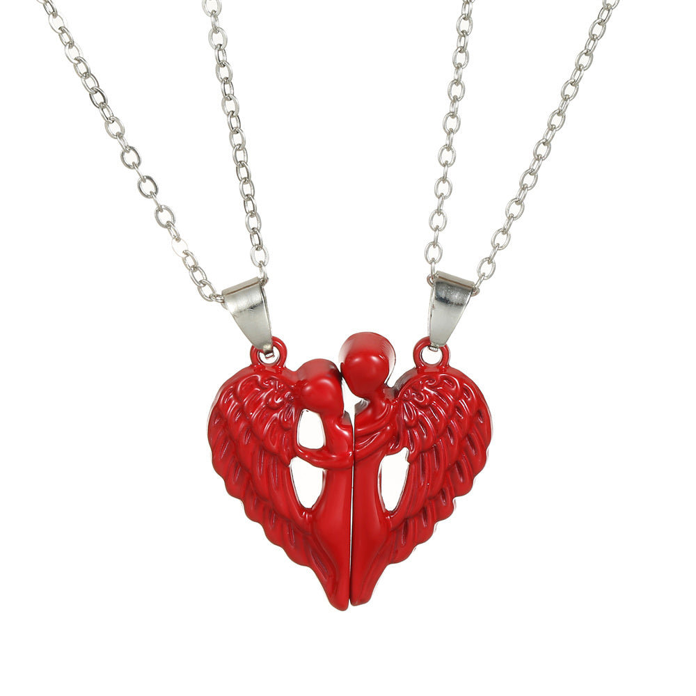 Couple Necklace Magnetic Matching Angel Necklaces for Couples Valentine's Gift for Lover