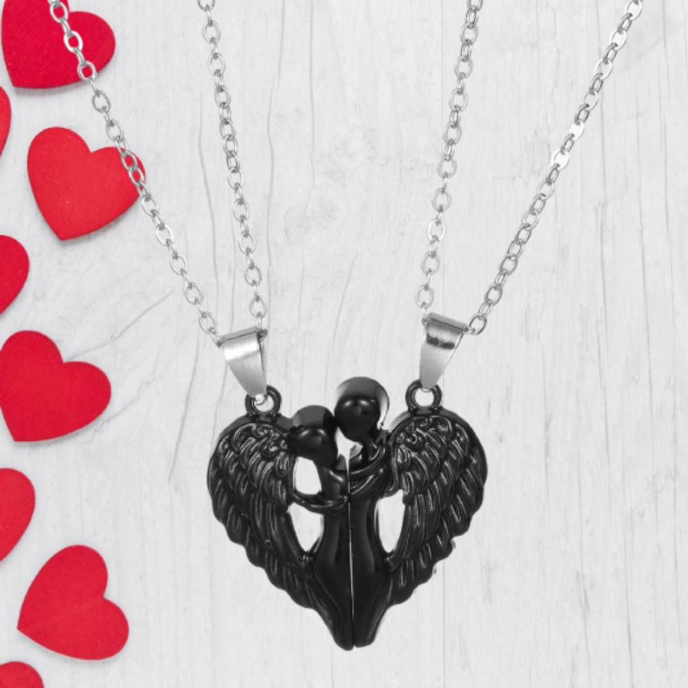 Couple Necklace Magnetic Matching Angel Necklaces for Couples Valentine's Gift for Lover