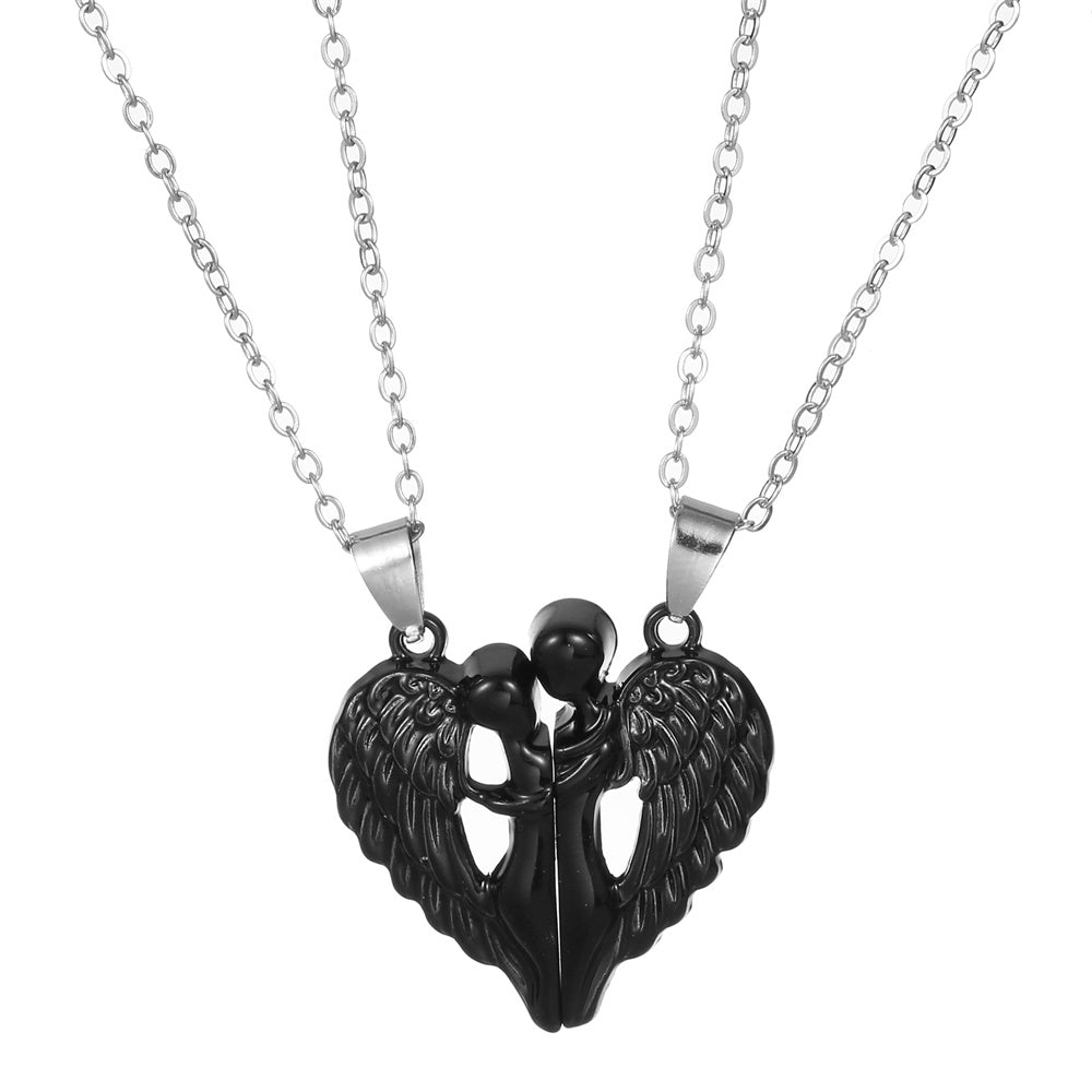 Couple Necklace Magnetic Matching Angel Necklaces for Couples Valentine's Gift for Lover