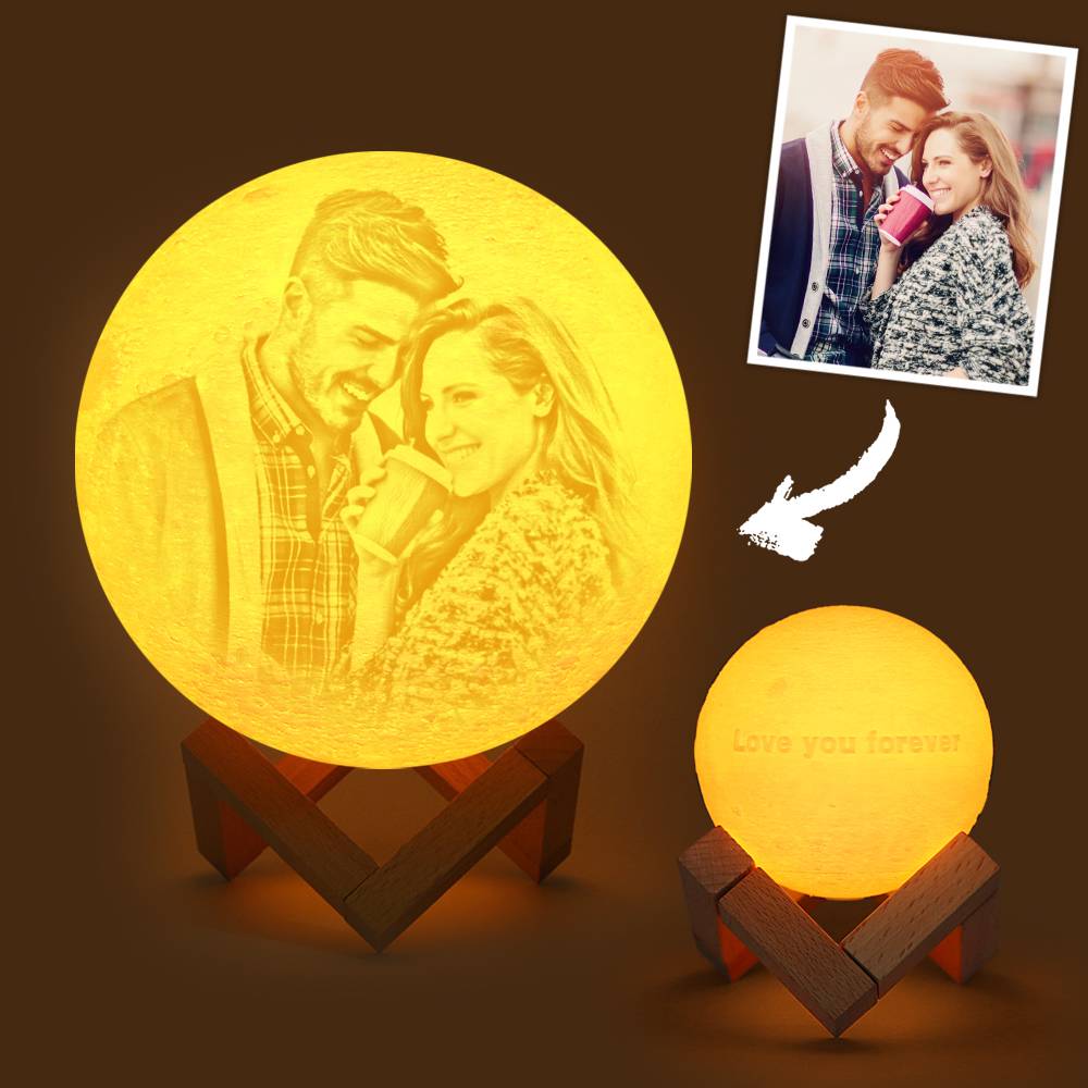 Personalizowana lampa księżycowa z zdjęciem i napisem na urodziny lub rocznicę