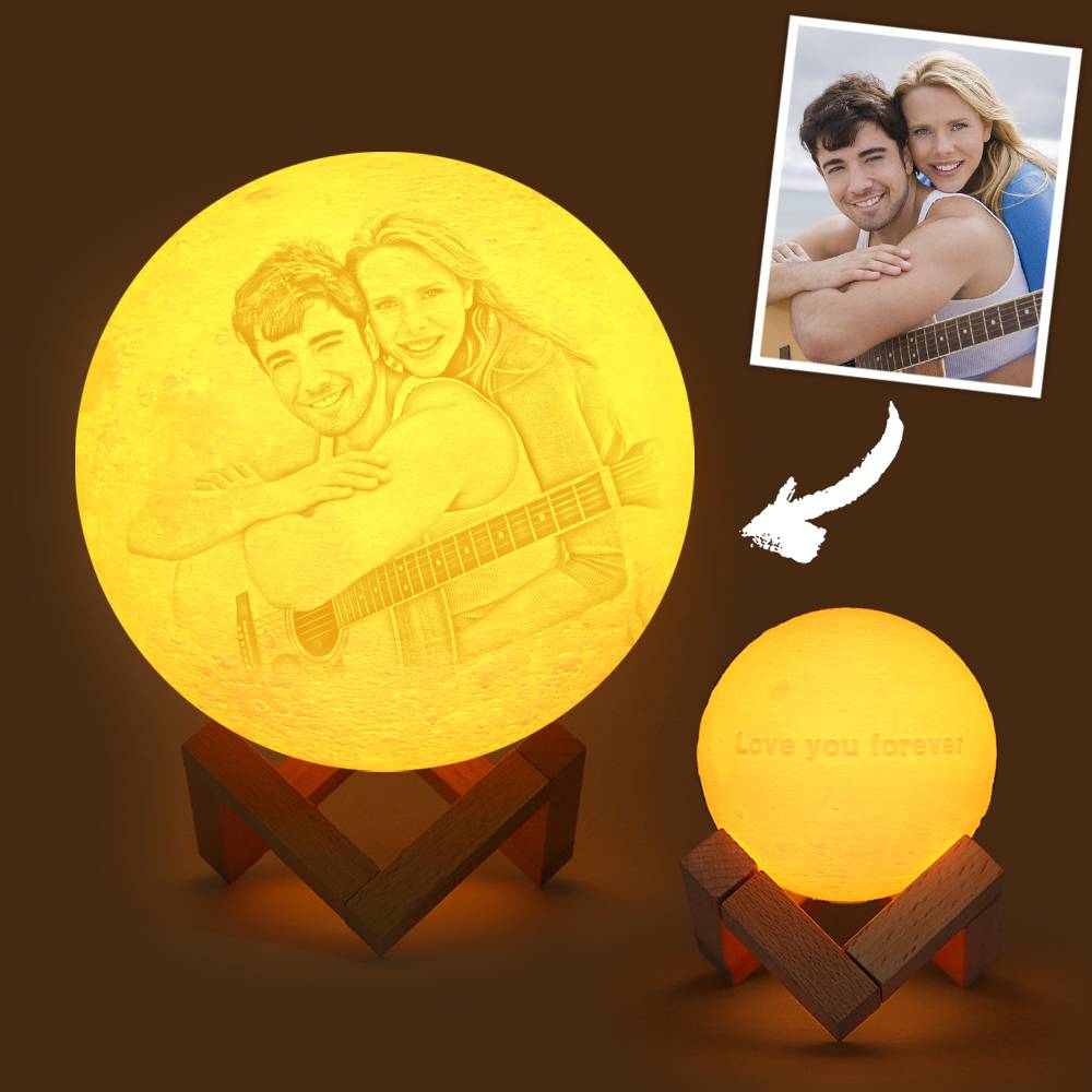Personalizowana lampa księżycowa z zdjęciem i napisem na urodziny lub rocznicę