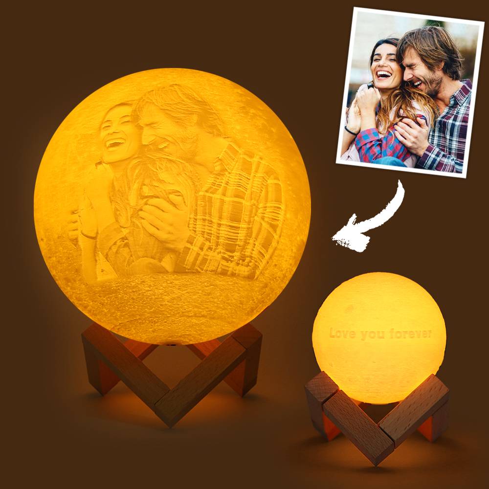 Personalizowana lampa księżycowa z zdjęciem i napisem na urodziny lub rocznicę