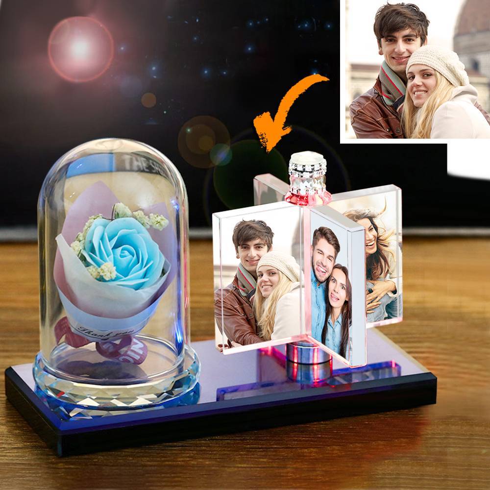 Personalizowana ramka na zdjęcia z różą, idealny prezent na rocznicę
