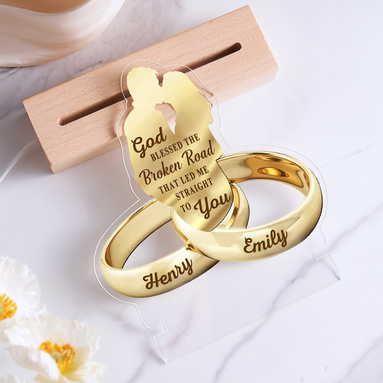 Lampka akrylowa z imionami pary na rocznicę, prezent do domu