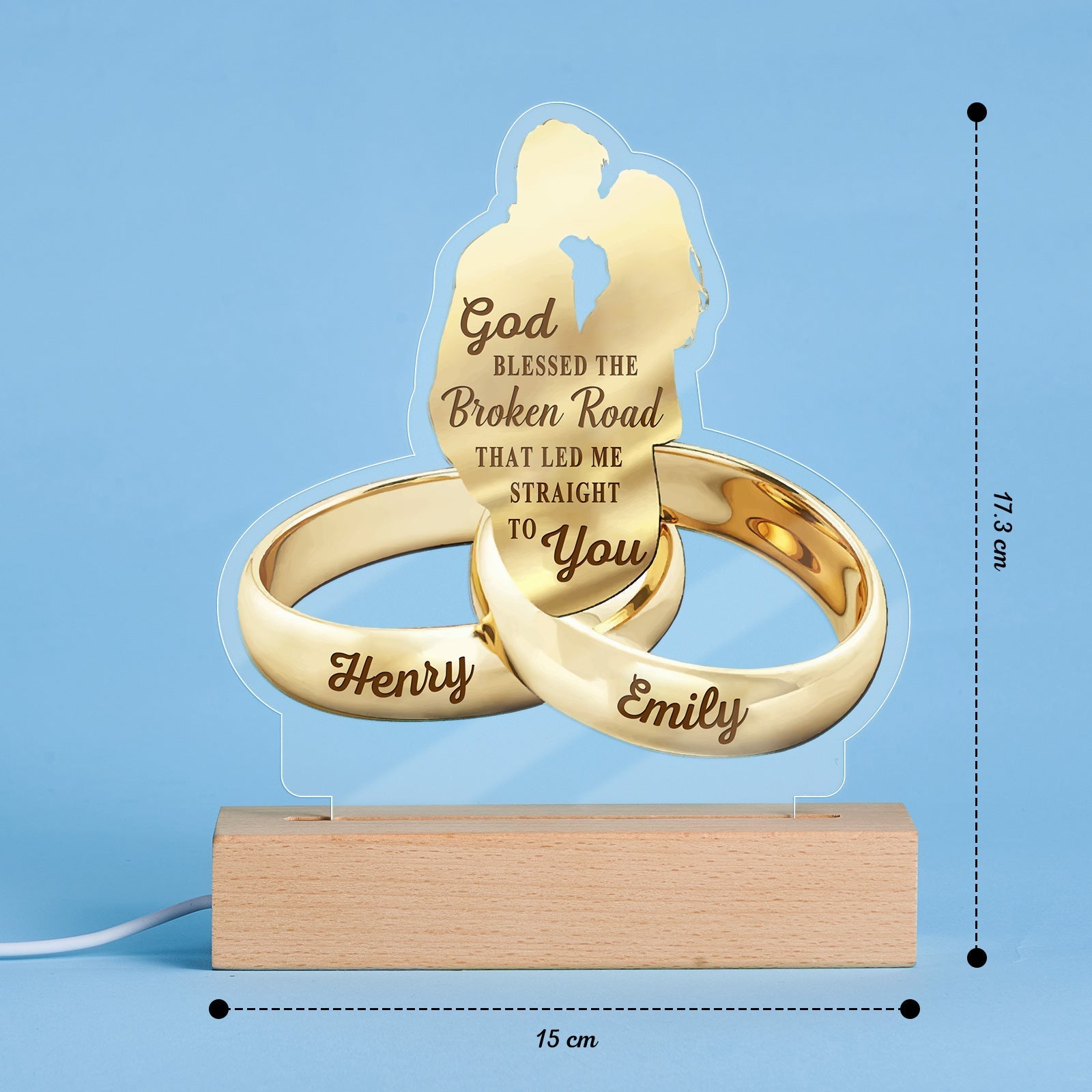 Lampka akrylowa z imionami pary na rocznicę, prezent do domu