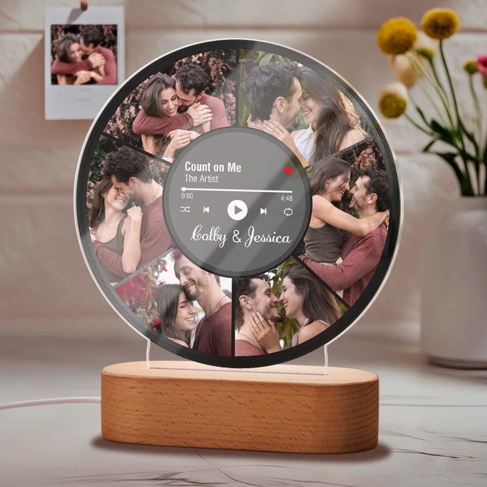 Personalizowana lampka LED z kolażem zdjęć dla pary na rocznicę lub ślub