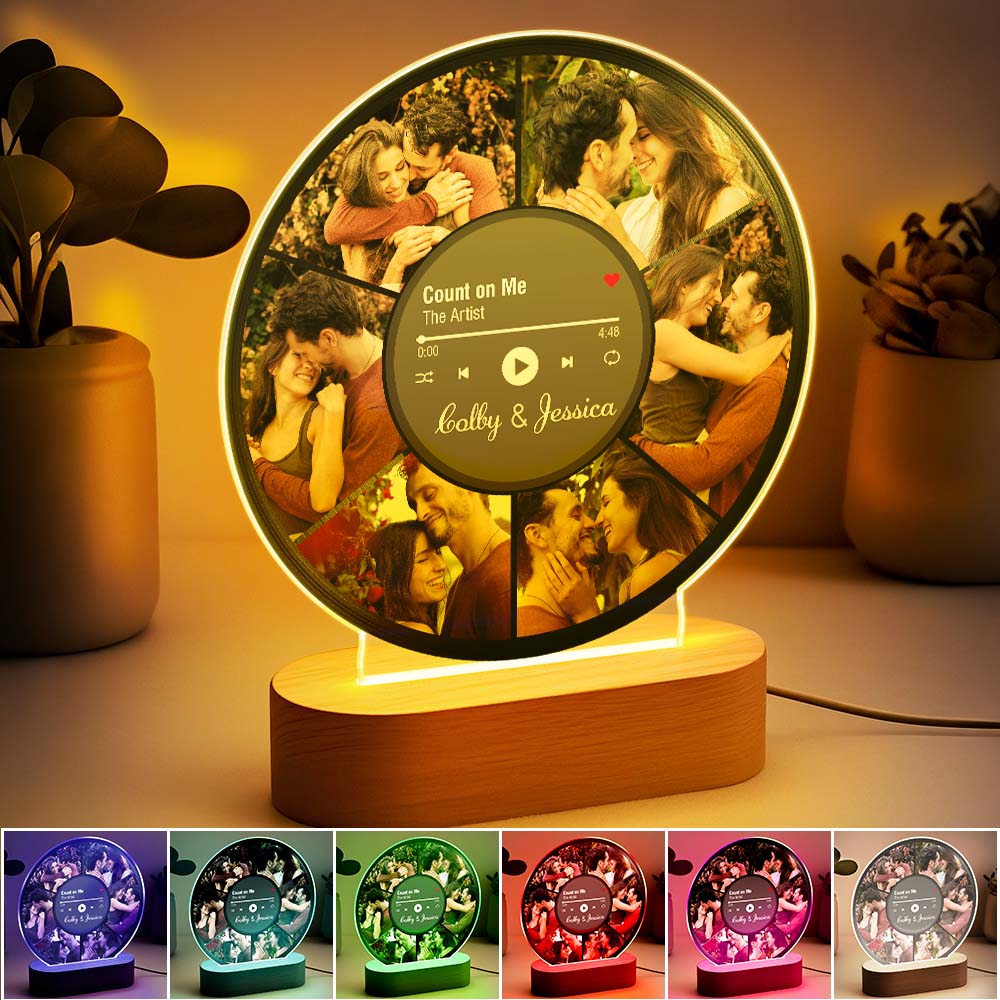 Personalizowana lampka LED z kolażem zdjęć dla pary na rocznicę lub ślub