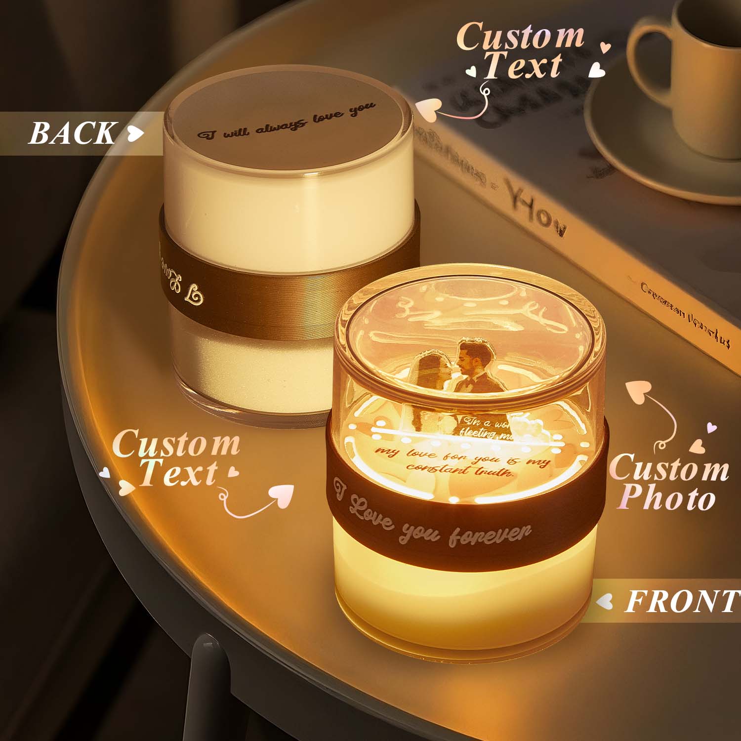 Personalizowana lampka nocna w kształcie klepsydry na rocznicę prezent dla niej