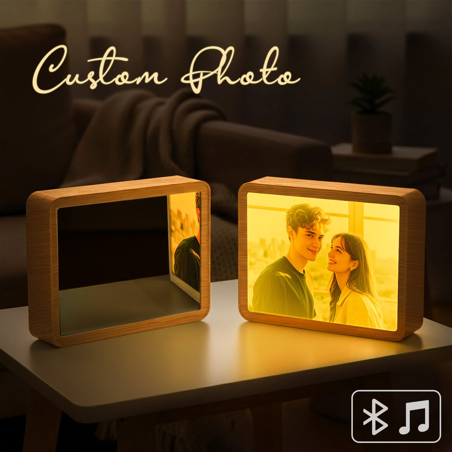 Personalizowany głośnik Bluetooth z lustrem i lampą na prezent świąteczny