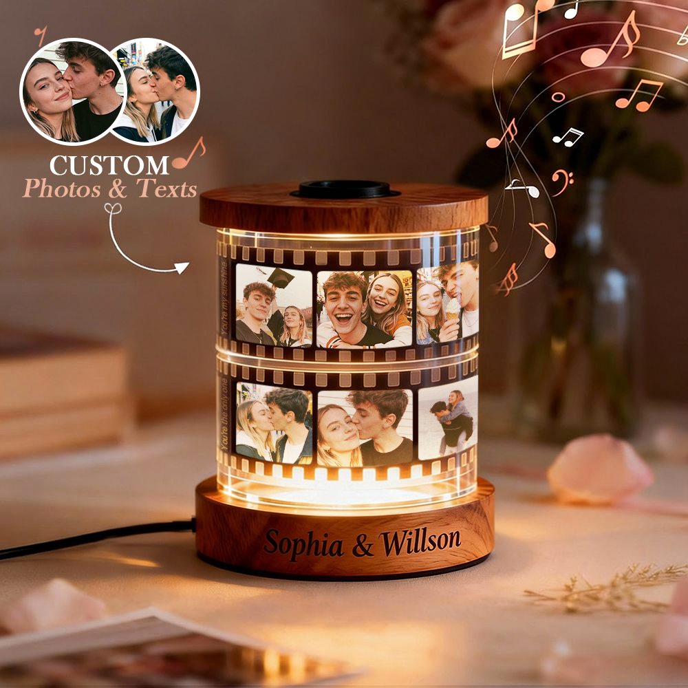 Personalizowana lampka nocna z filmem i tekstem na Walentynki dla niej