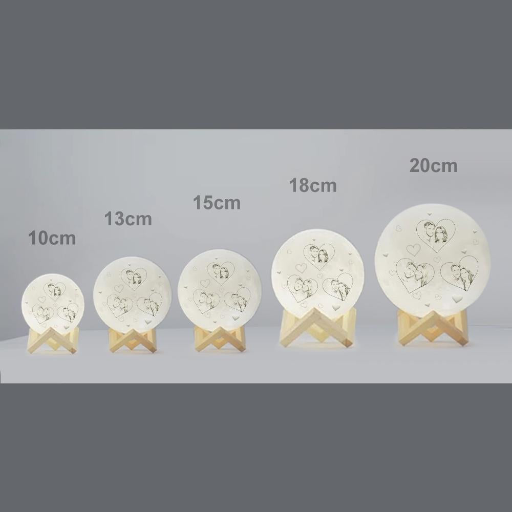 Personalizowana lampa księżycowa 3D z grawerem serca na prezent dla pary