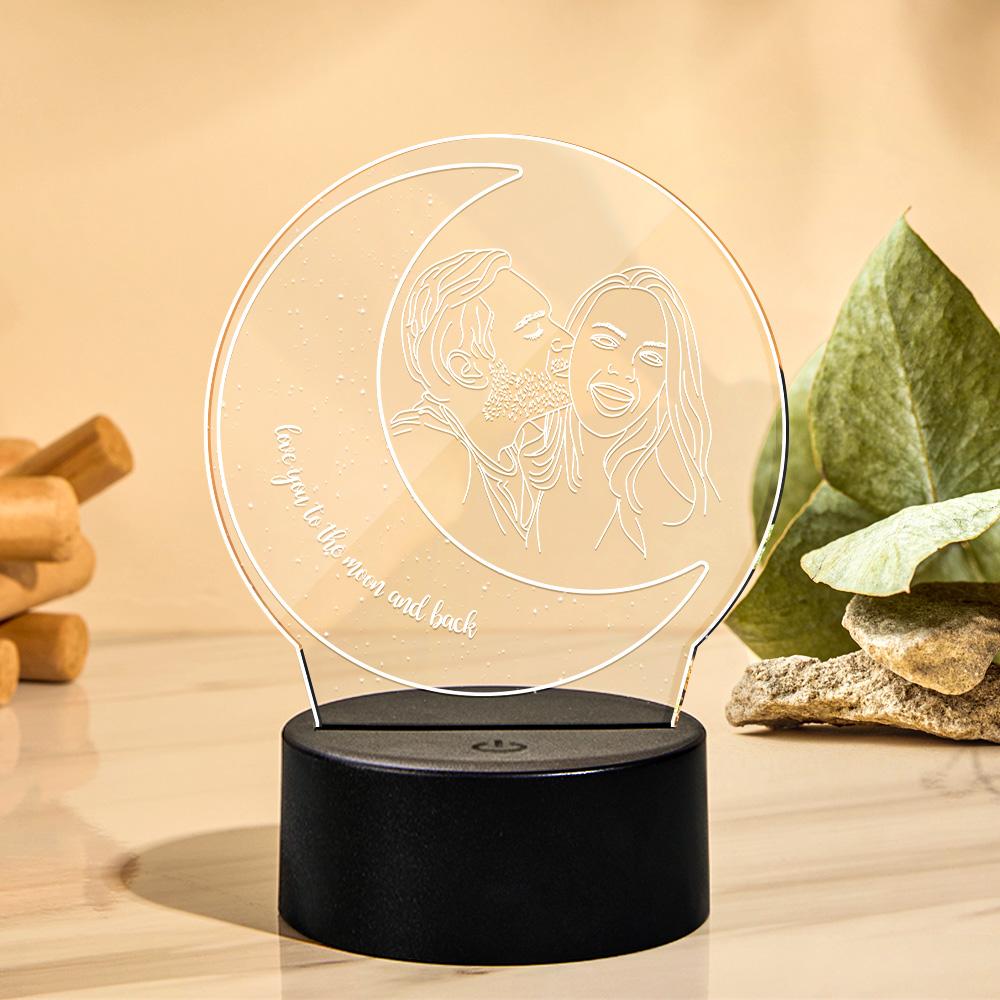 Personalizowana lampa 3D LED z kolorowym księżycem dla pary na prezent