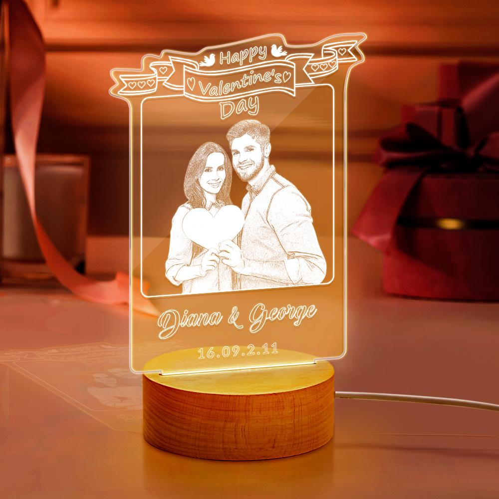Personalizowana lampa nocna na Walentynki dla niej, romantyczny prezent
