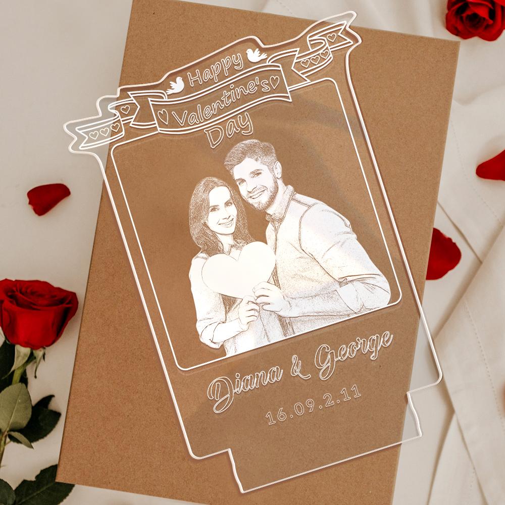 Personalizowana lampa nocna na Walentynki dla niej, romantyczny prezent