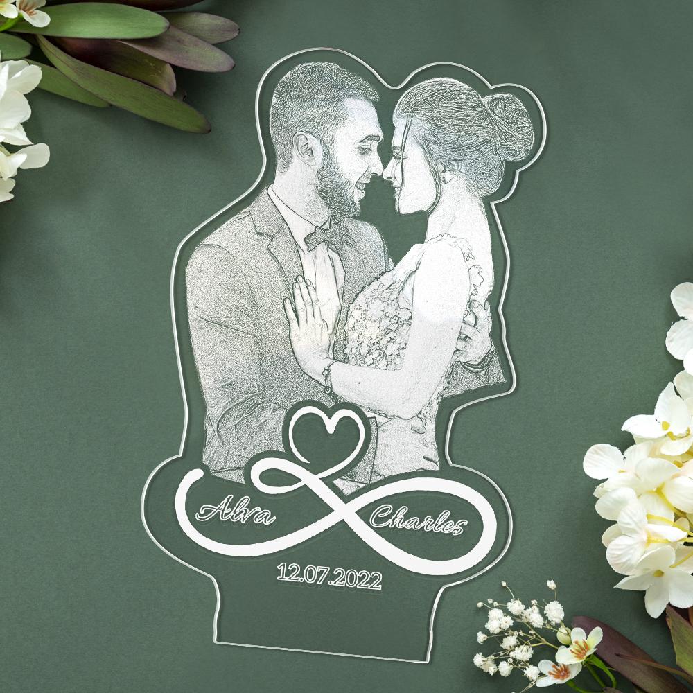 Personalizowana lampka nocna w kształcie symbolu nieskończoności dla pary na prezent