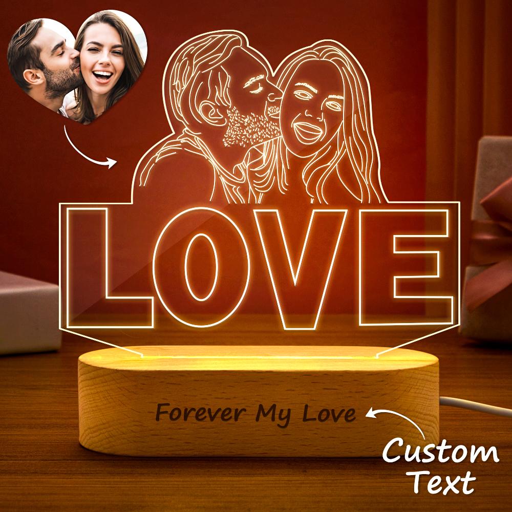 Personalizowana lampa LED 3D z rysunkiem na prezent dla zakochanych