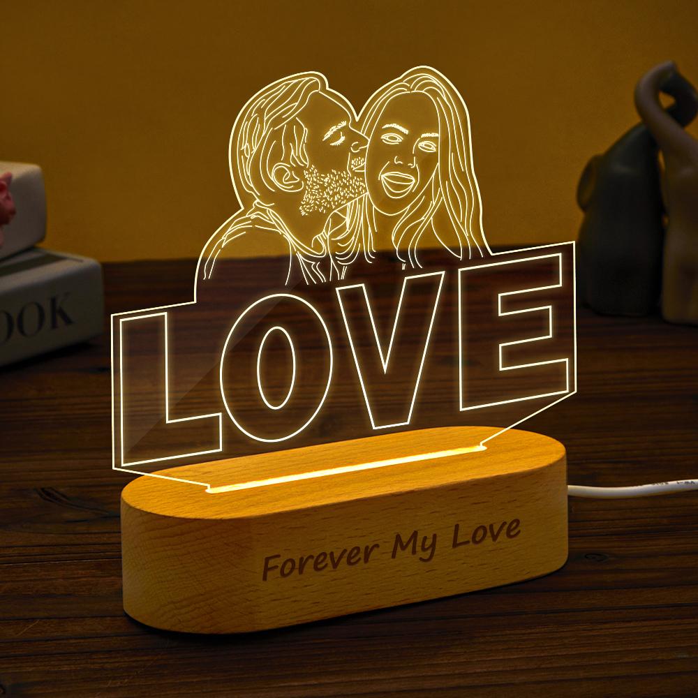 Personalizowana lampa LED 3D z rysunkiem na prezent dla zakochanych