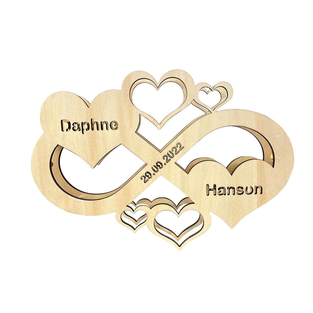 Personalizowana lampka w kształcie serca z grawerem imienia na prezent dla ukochanej