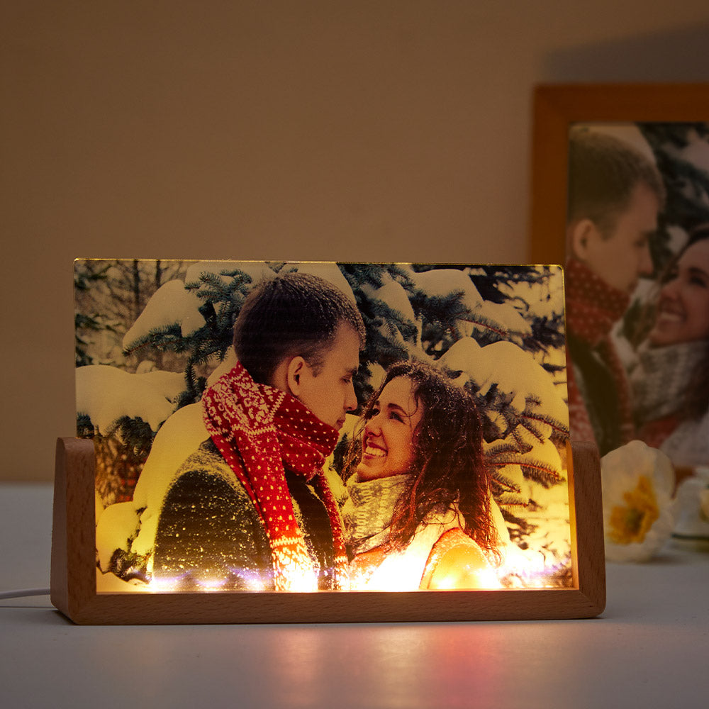 Personalizowana lampka nocna z akrylu na rocznicę dla pary z własnym zdjęciem