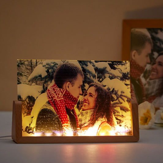 Personalizowana lampka nocna z akrylu na rocznicę dla pary z własnym zdjęciem