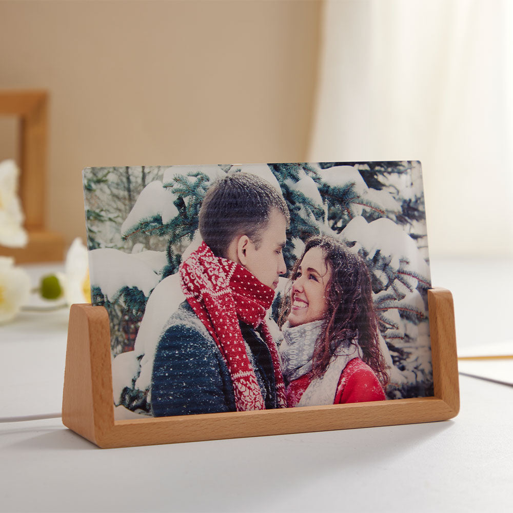 Personalizowana lampka nocna z akrylu na rocznicę dla pary z własnym zdjęciem