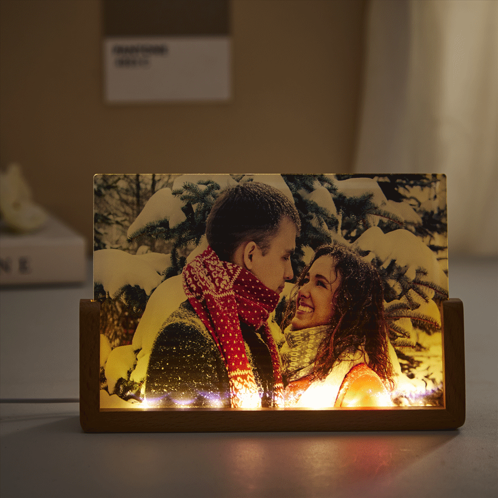 Personalizowana lampka nocna z akrylu na rocznicę dla pary z własnym zdjęciem