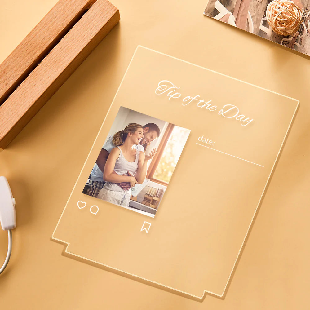Personalizowana lampka nocna z akrylu z napisem na Walentynki dla zakochanych