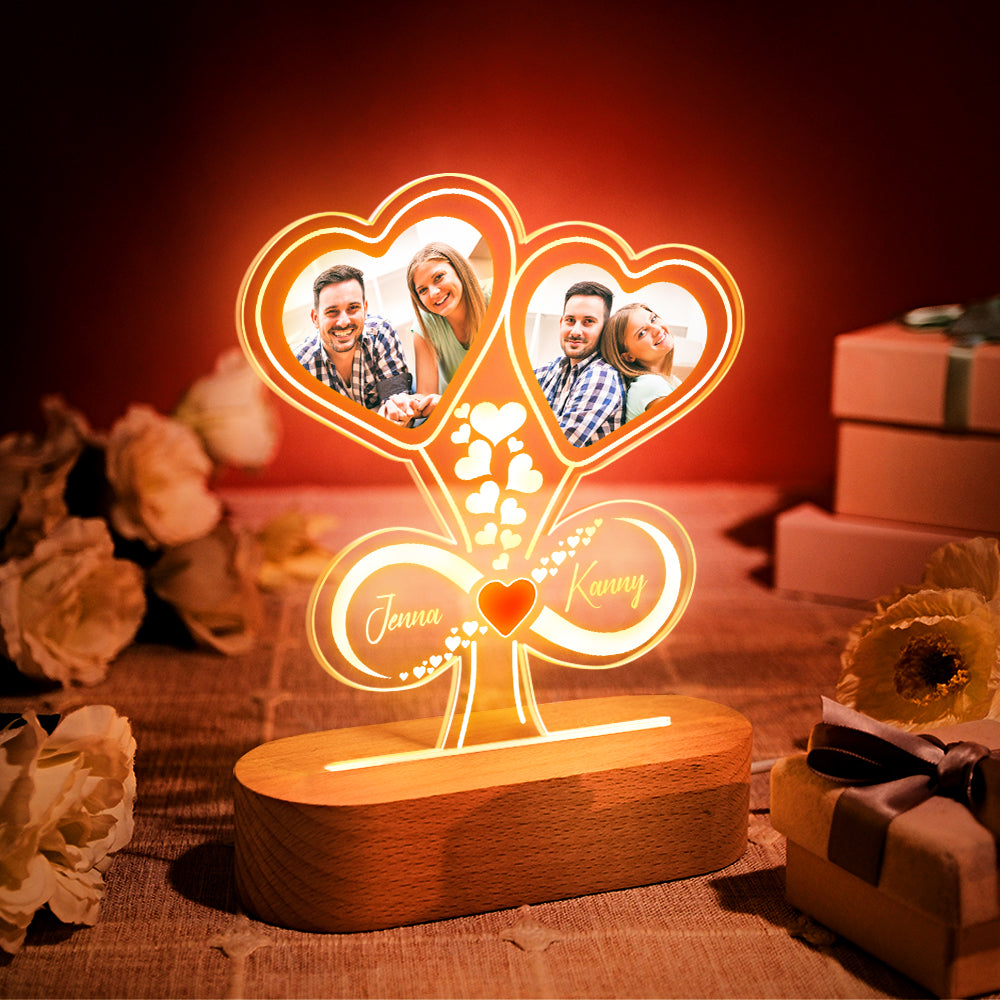 Personalizowana lampa LED w kształcie serca z imionami dla pary na rocznicę