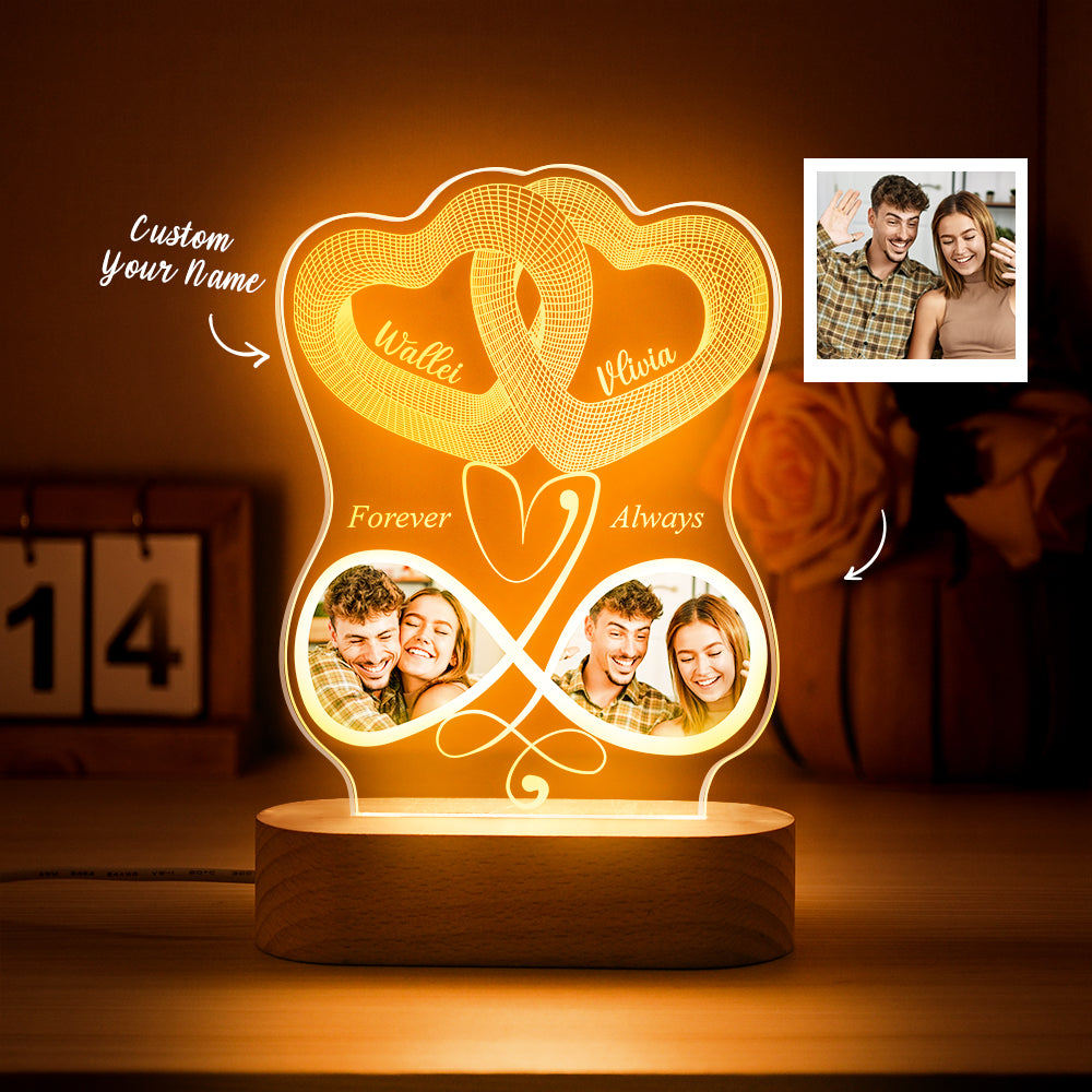 Personalizowana lampa LED w kształcie symbolu nieskończoności, prezent na walentynki